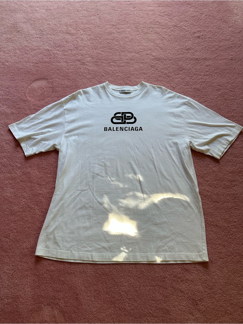 Balenciaga oversized White Short Sleeve Logo Tee with Black Chest Print